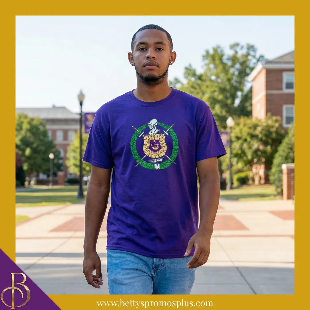 Omega Psi Phi ΩΨΦ Shield Performance Moisture Wicking Screen Printed Workout T-Shirt-Omega Psi Phi Paraphernalia-Omega Psi Phi T-Shirts-Betty's Promos Plus