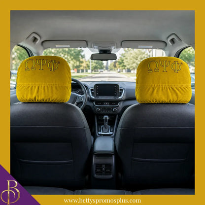 Omega Psi Phi ΩΨΦ Shield with Greek Letters Car Seat Headrest Cover-Omega Psi Phi Paraphernalia-Omega Psi Phi Headrest Cover-Betty's Promos Plus