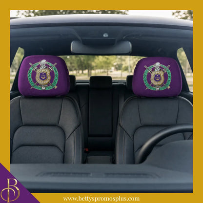Omega Psi Phi ΩΨΦ Shield with Greek Letters Car Seat Headrest Cover-Omega Psi Phi Paraphernalia-Omega Psi Phi Headrest Cover-Betty's Promos Plus