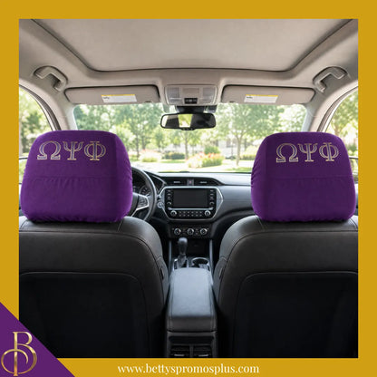 Omega Psi Phi ΩΨΦ Shield with Greek Letters Car Seat Headrest Cover-Omega Psi Phi Paraphernalia-Omega Psi Phi Headrest Cover-Betty's Promos Plus
