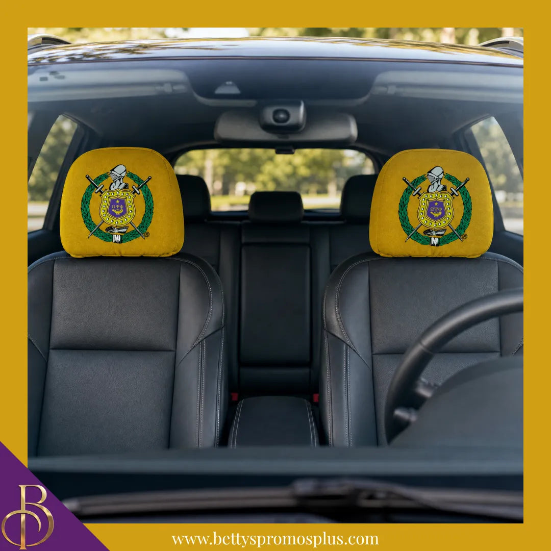 Omega Psi Phi ΩΨΦ Shield with Greek Letters Car Seat Headrest Cover-Omega Psi Phi Paraphernalia-Omega Psi Phi Headrest Cover-Betty's Promos Plus