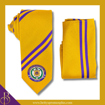 Omega Psi Phi ΩΨΦ Tie and Pocket Square Combo-Gold-Omega Psi Phi Paraphernalia-Omega Psi Phi Tie Set-Betty's Promos Plus