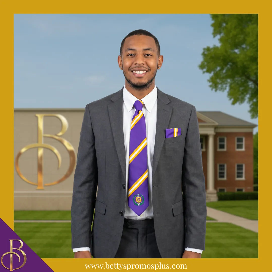 Omega Psi Phi ΩΨΦ Tie and Pocket Square Combo-Omega Psi Phi Paraphernalia-Omega Psi Phi Tie Set-Betty's Promos Plus