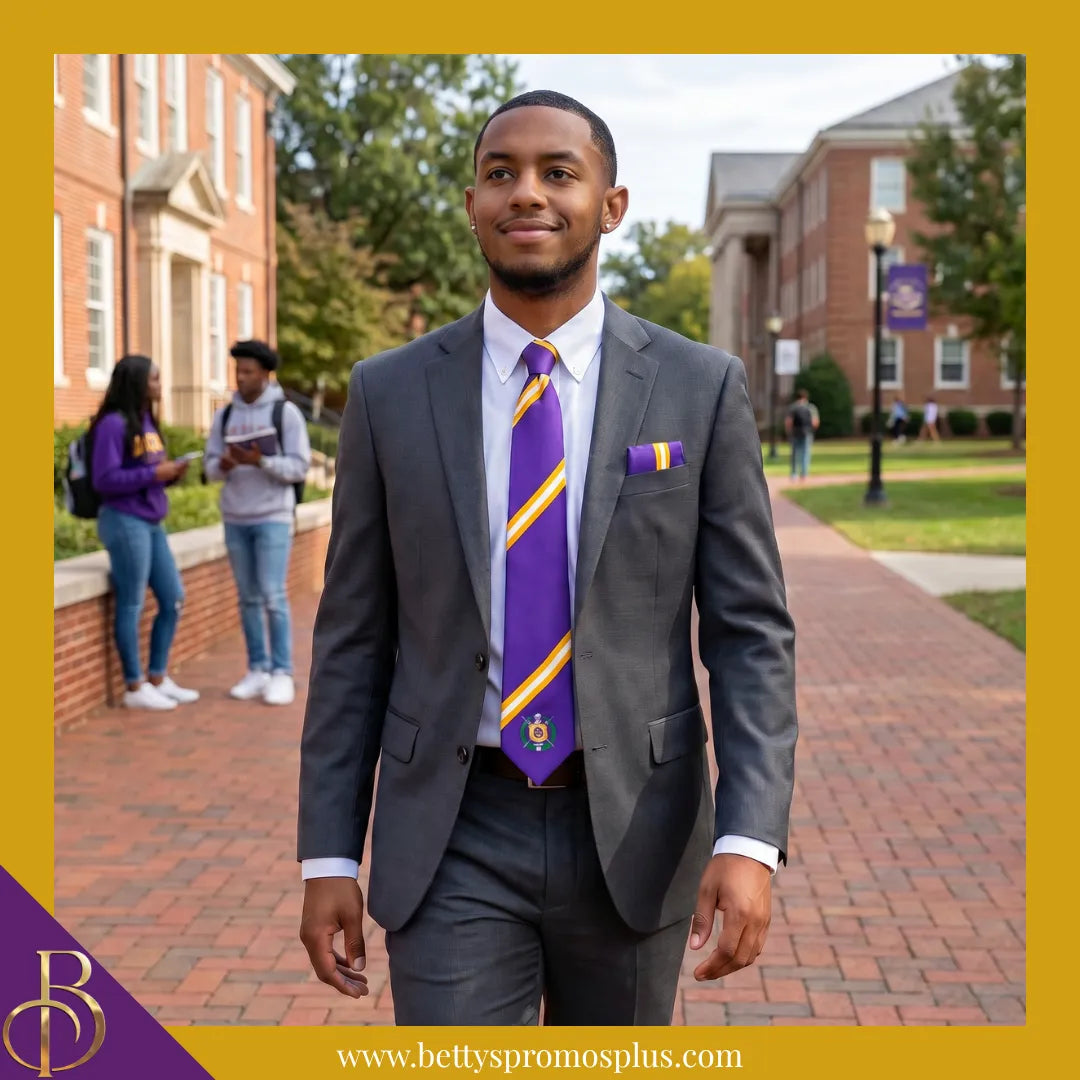 Omega Psi Phi ΩΨΦ Tie and Pocket Square Combo-Omega Psi Phi Paraphernalia-Omega Psi Phi Tie Set-Betty's Promos Plus