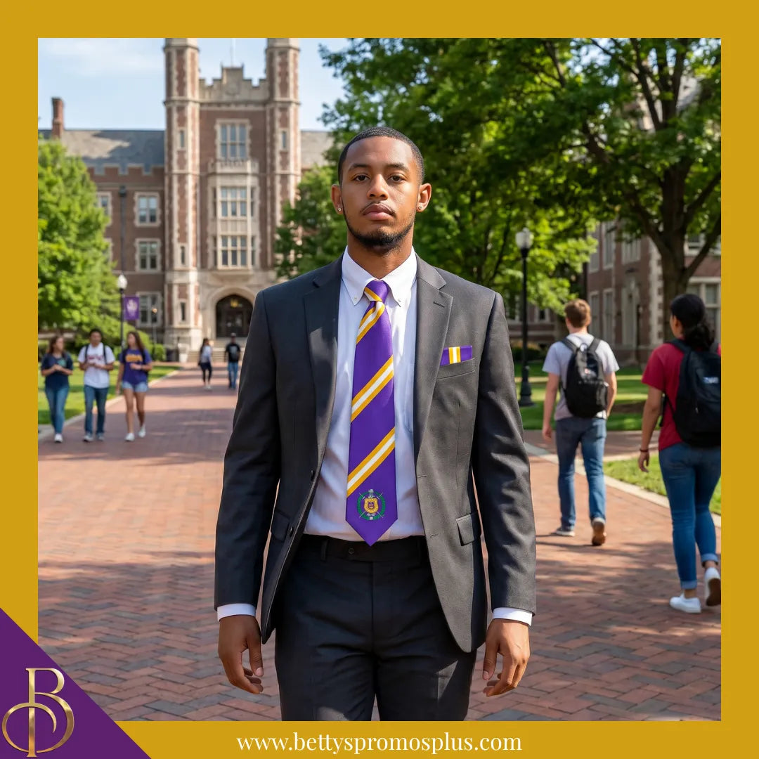 Omega Psi Phi ΩΨΦ Tie and Pocket Square Combo-Omega Psi Phi Paraphernalia-Omega Psi Phi Tie Set-Betty's Promos Plus