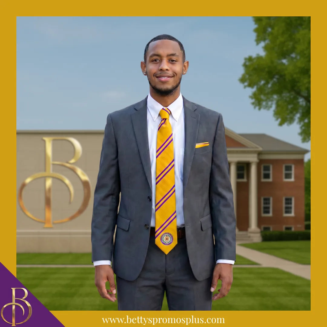 Omega Psi Phi ΩΨΦ Tie and Pocket Square Combo-Omega Psi Phi Paraphernalia-Omega Psi Phi Tie Set-Betty's Promos Plus