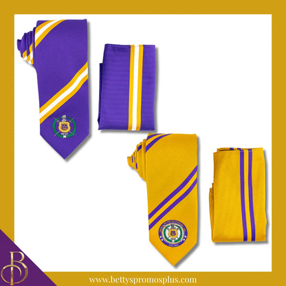 Omega Psi Phi ΩΨΦ Tie and Pocket Square Combo-Omega Psi Phi Paraphernalia-Omega Psi Phi Tie Set-Betty's Promos Plus