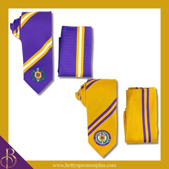 Omega Psi Phi ΩΨΦ Tie and Pocket Square Combo-Omega Psi Phi Paraphernalia-Omega Psi Phi Tie Set-Betty's Promos Plus