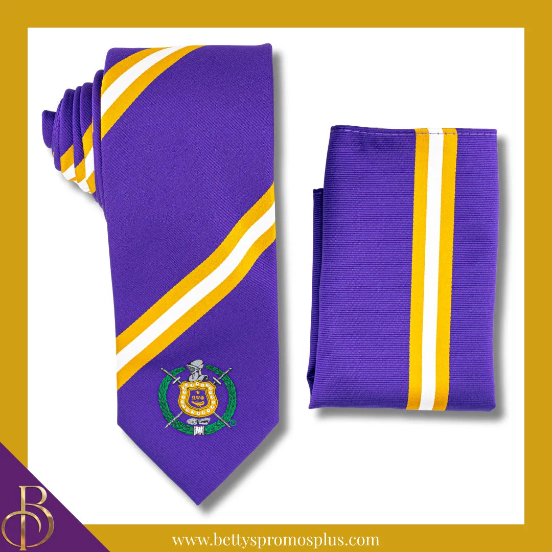Omega Psi Phi ΩΨΦ Tie and Pocket Square Combo-Purple-Omega Psi Phi Paraphernalia-Omega Psi Phi Tie Set-Betty's Promos Plus