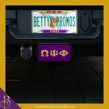 Omega Psi Phi ΩΨΦ Tow Hitch Cover with Laser Engraved Greek Letters-Omega Psi Phi Paraphernalia-Omega Psi Phi Hitch Caps-Betty's Promos Plus