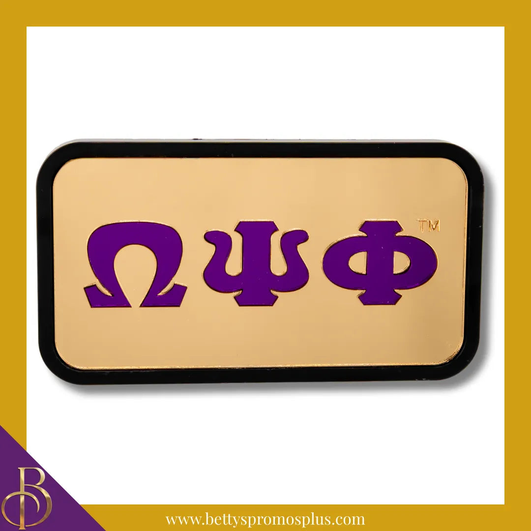 Omega Psi Phi ΩΨΦ Tow Hitch Cover with Laser Engraved Greek Letters-Omega Psi Phi Paraphernalia-Omega Psi Phi Hitch Caps-Betty's Promos Plus
