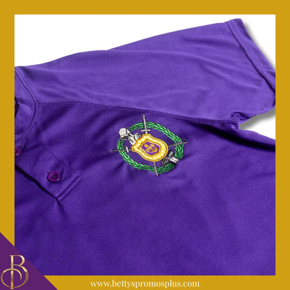 Omega Psi Phi ΩΨΦ Two-Button Baseball Henley Shirt with Embroidered Shield-Omega Psi Phi Paraphernalia-Omega Psi Phi Jerseys-Betty's Promos Plus