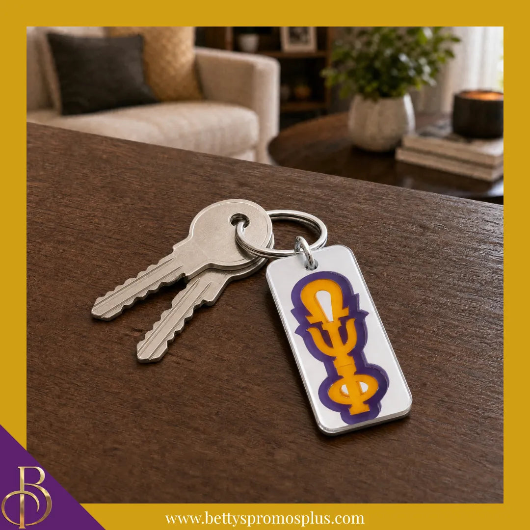 Omega Psi Phi ΩΨΦ Vertical Block Acrylic Keychain-Omega Psi Phi Paraphernalia-Omega Psi Phi Keychain-Betty's Promos Plus