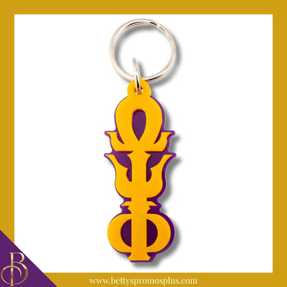 Omega Psi Phi ΩΨΦ Vertical Greek Letters Acrylic Keychain-Gold-Large-Omega Psi Phi Paraphernalia-Omega Psi Phi Keychain-Betty's Promos Plus