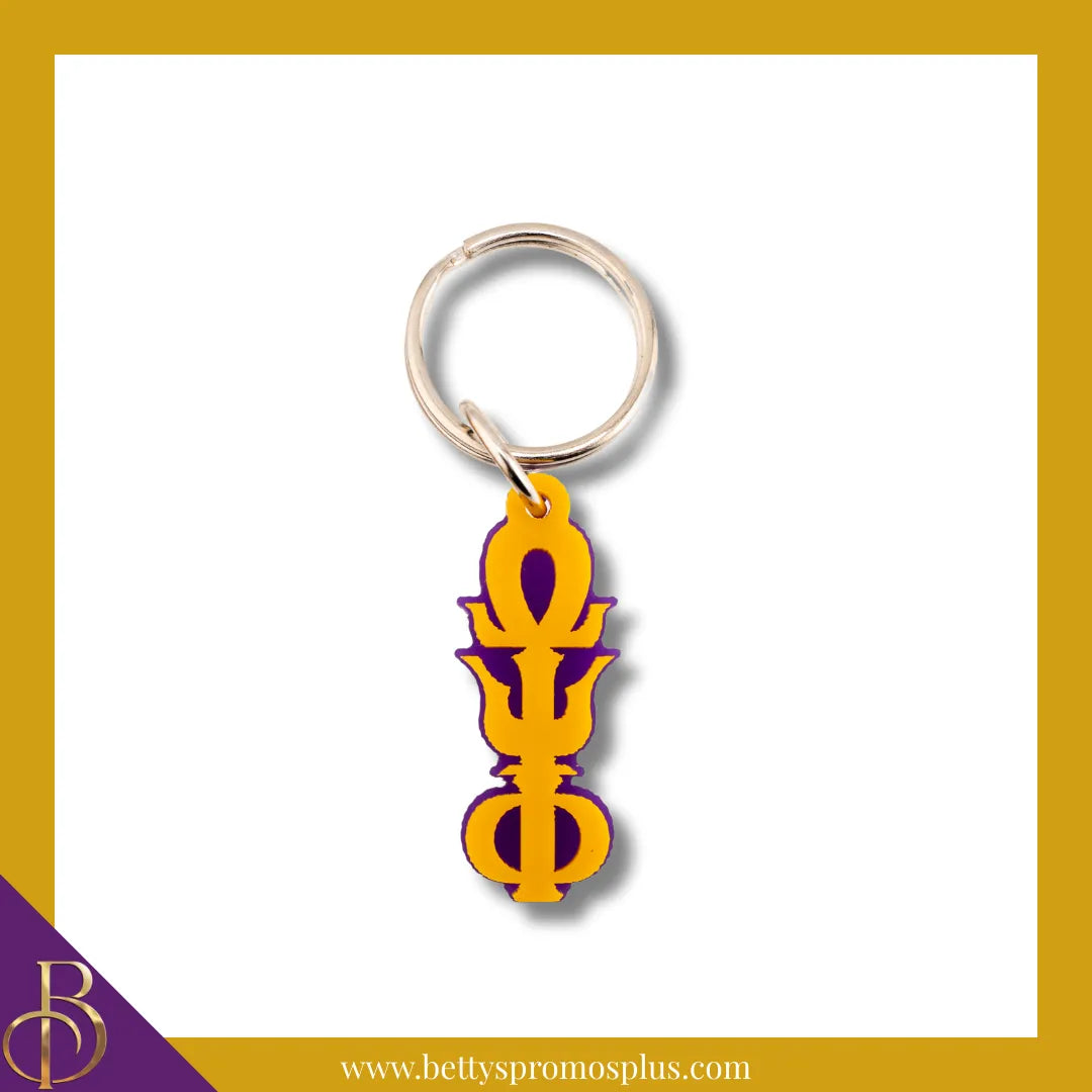 Omega Psi Phi ΩΨΦ Vertical Greek Letters Acrylic Keychain-Gold-Small-Omega Psi Phi Paraphernalia-Omega Psi Phi Keychain-Betty's Promos Plus