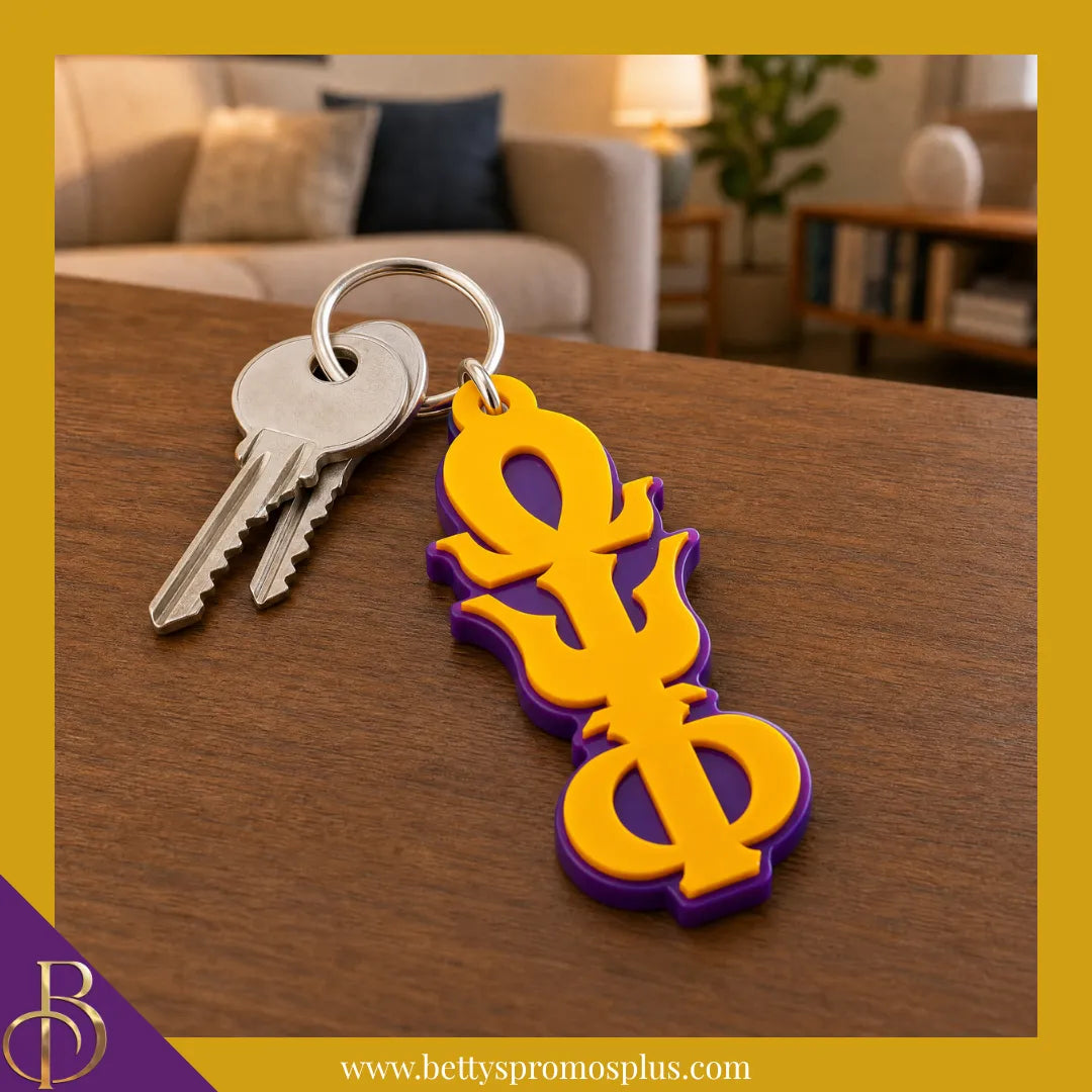 Omega Psi Phi ΩΨΦ Vertical Greek Letters Acrylic Keychain-Omega Psi Phi Paraphernalia-Omega Psi Phi Keychain-Betty's Promos Plus