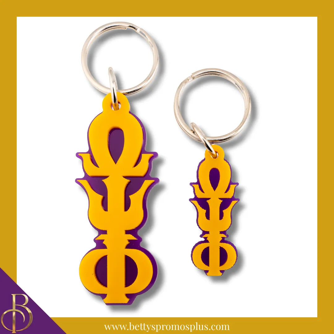 Omega Psi Phi ΩΨΦ Vertical Greek Letters Acrylic Keychain-Omega Psi Phi Paraphernalia-Omega Psi Phi Keychain-Betty's Promos Plus