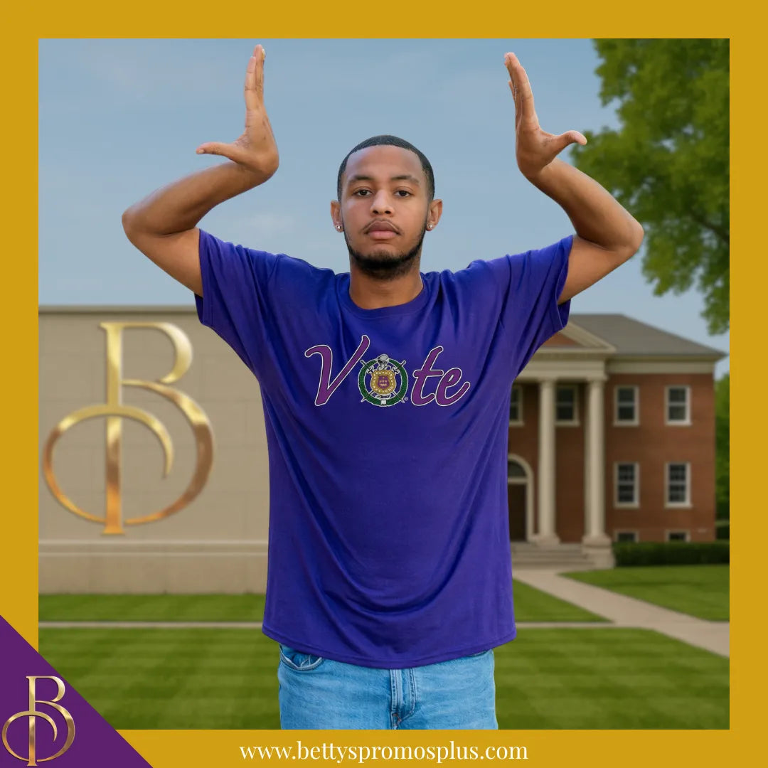 Omega Psi Phi ΩΨΦ VOTE Screen Printed T-Shirt-Omega Psi Phi Paraphernalia-Omega Psi Phi T-Shirts-Betty's Promos Plus