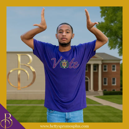 Omega Psi Phi ΩΨΦ VOTE Screen Printed T-Shirt-Omega Psi Phi Paraphernalia-Omega Psi Phi T-Shirts-Betty's Promos Plus