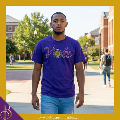 Omega Psi Phi ΩΨΦ VOTE Screen Printed T-Shirt-Omega Psi Phi Paraphernalia-Omega Psi Phi T-Shirts-Betty's Promos Plus