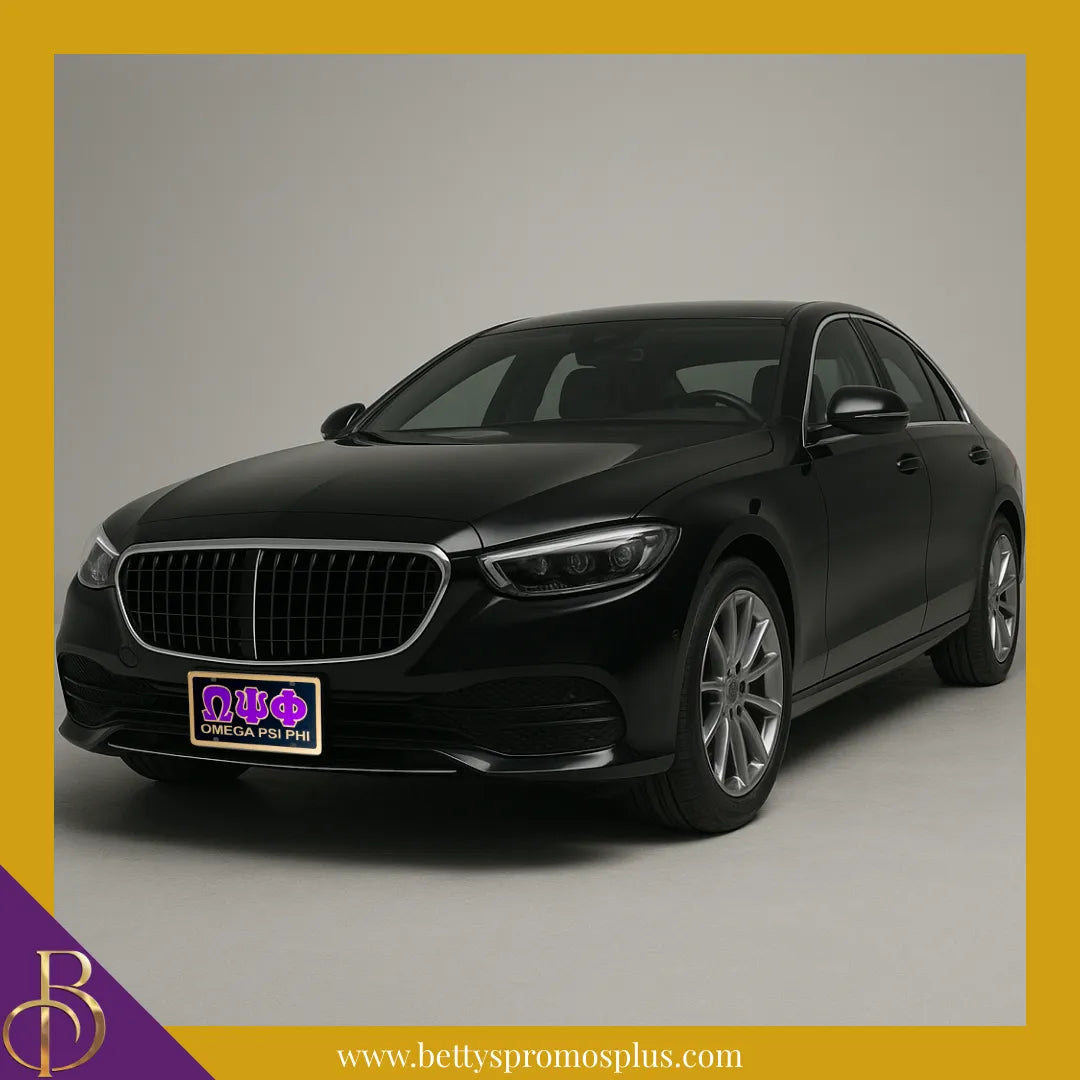 Omega Psi Phi ΩΨΦ with Omega Psi Phi Laser Engraved Mirrored Acrylic Auto Tag License Plate-Omega Psi Phi Paraphernalia-Omega Psi Phi Auto Tag-Betty's Promos Plus