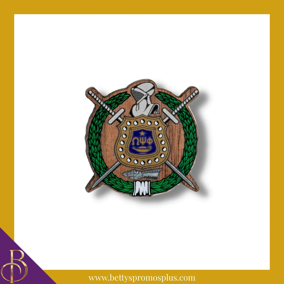 Omega Psi Phi ΩΨΦ Wooden Shield Decal-Omega Psi Phi Paraphernalia-Omega Psi Phi Wood Decal-Betty's Promos Plus