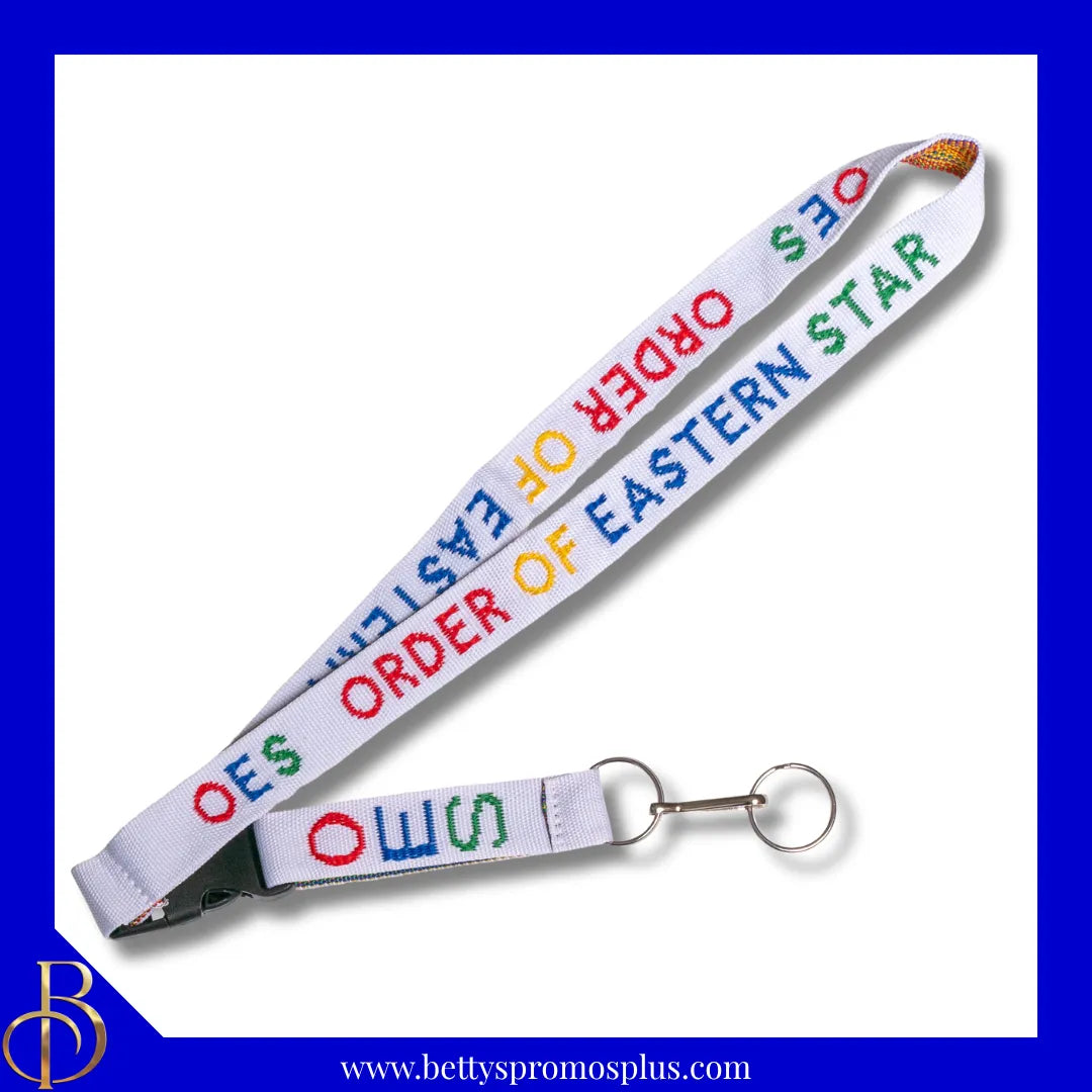 Order of Eastern Star Full Color Woven Embroidered Sorority Lanyard-Order of Eastern Star Paraphernalia-Order of Eastern Star Lanyards-Betty's Promos Plus