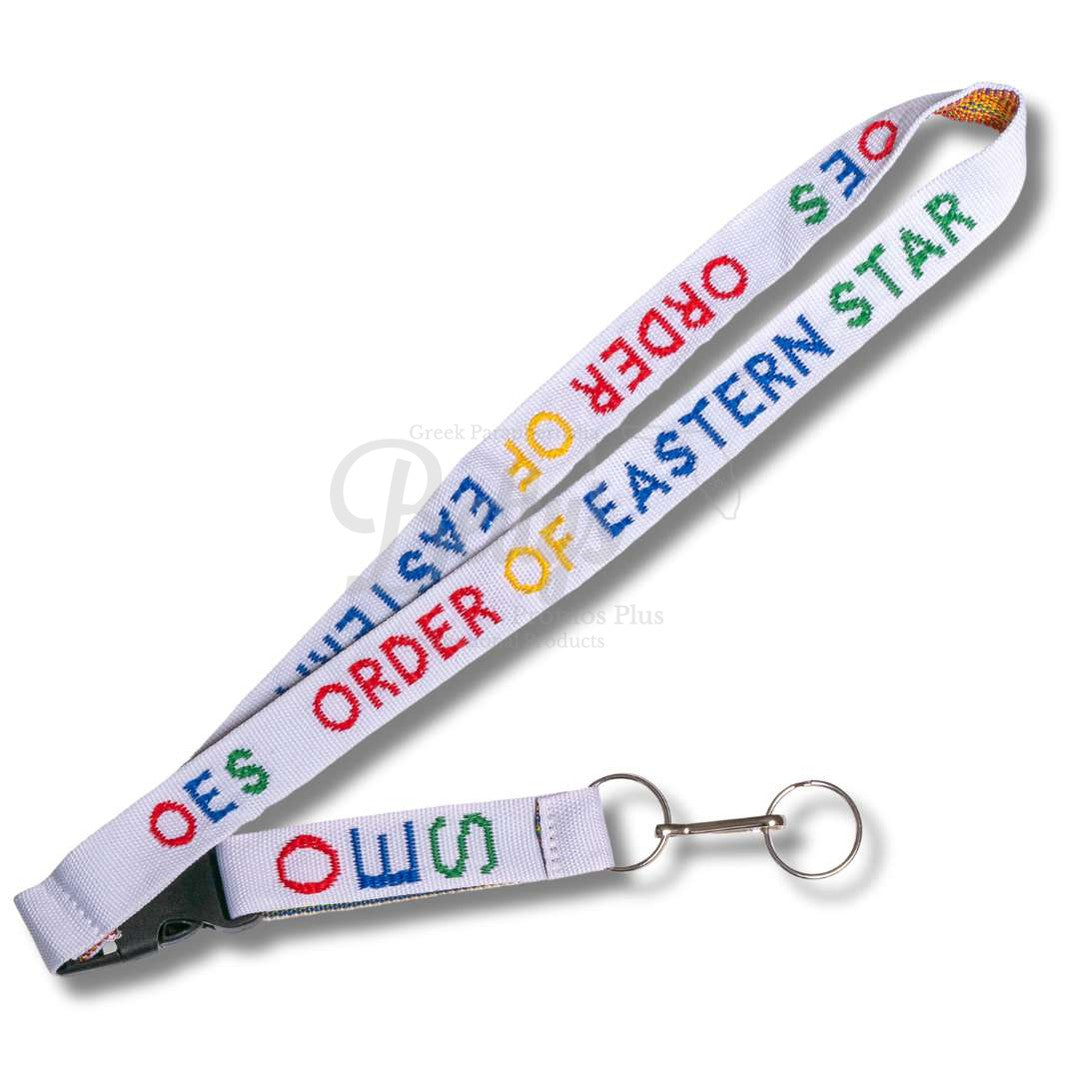 Order of Eastern Star Full Color Woven Embroidered Sorority Lanyard-White-Order of Eastern Star Paraphernalia-Order of Eastern Star Lanyards-Betty's Promos Plus