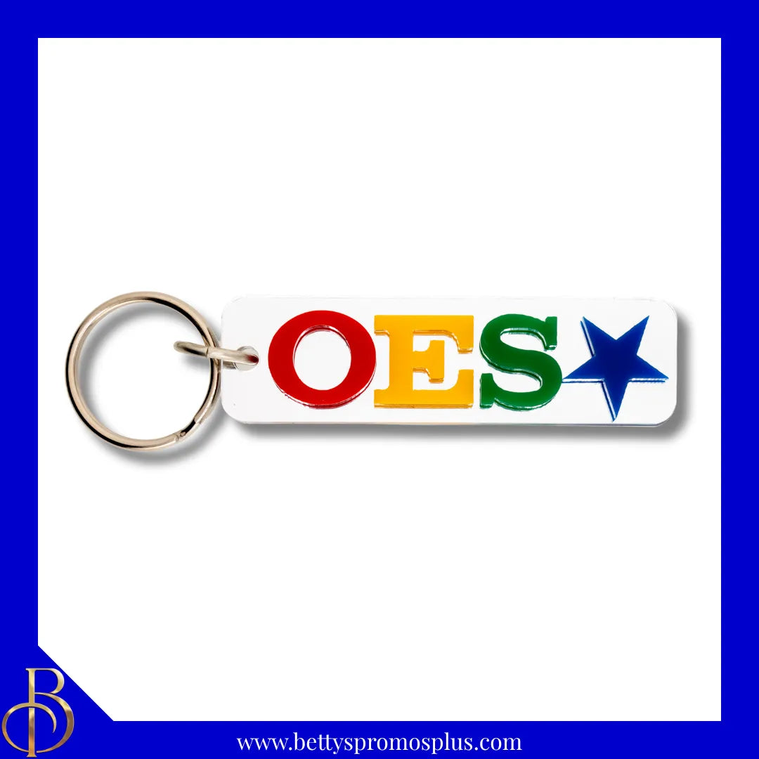 Order of Eastern Star OES Horizontal Acrylic Keychain-Order of Eastern Star Paraphernalia-Order of Eastern Star Keychain-Betty's Promos Plus
