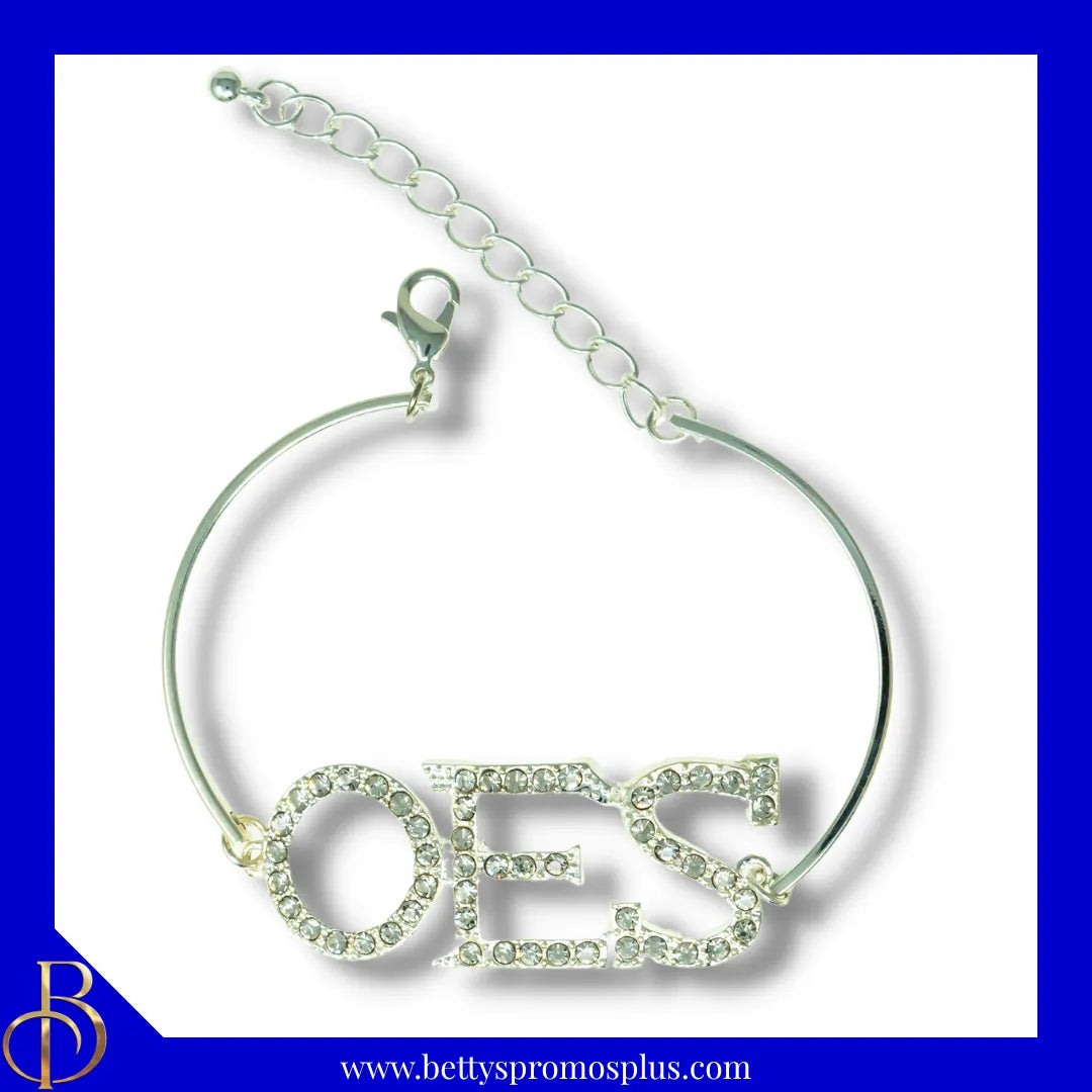 Order of Eastern Star OES Letters Rhinestone Crystal Bracelet-Order of Eastern Star Paraphernalia-Order of Eastern Star Bracelet-Betty's Promos Plus