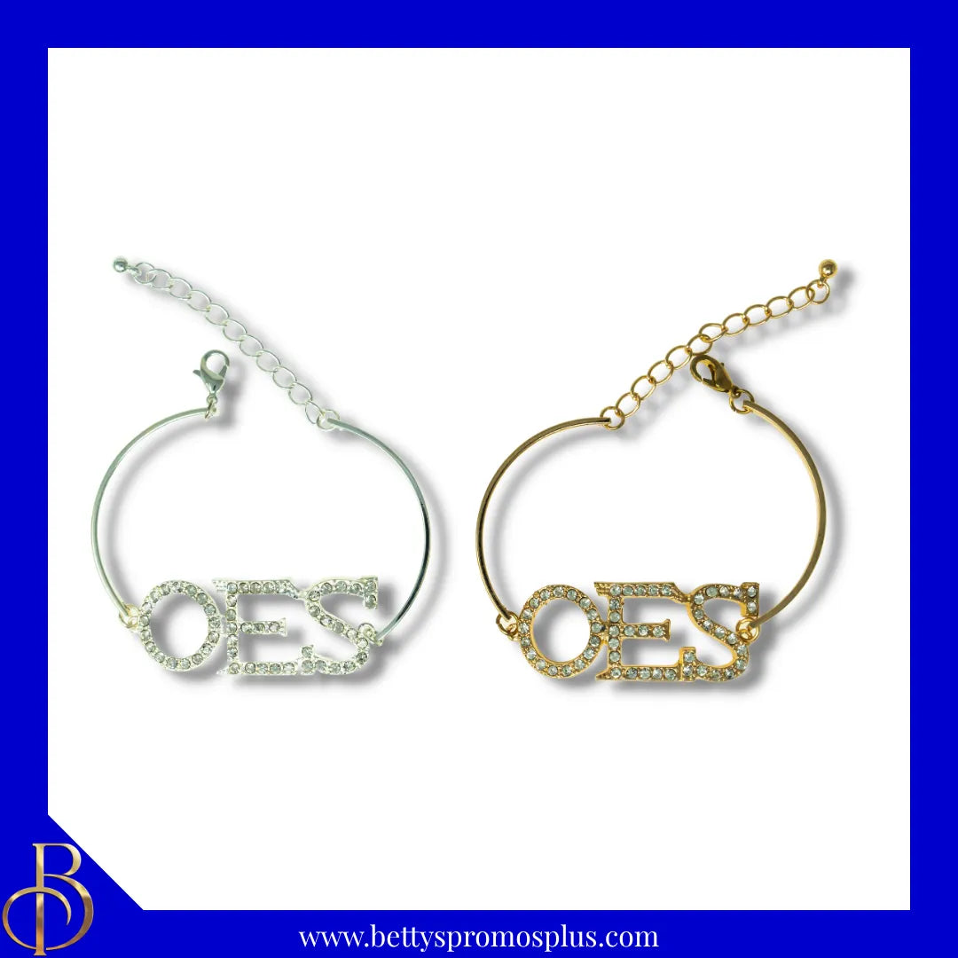 Order of Eastern Star OES Letters Rhinestone Crystal Bracelet-Order of Eastern Star Paraphernalia-Order of Eastern Star Bracelet-Betty's Promos Plus
