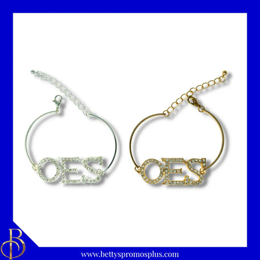 Order of Eastern Star OES Letters Rhinestone Crystal Bracelet-Order of Eastern Star Paraphernalia-Order of Eastern Star Bracelet-Betty's Promos Plus