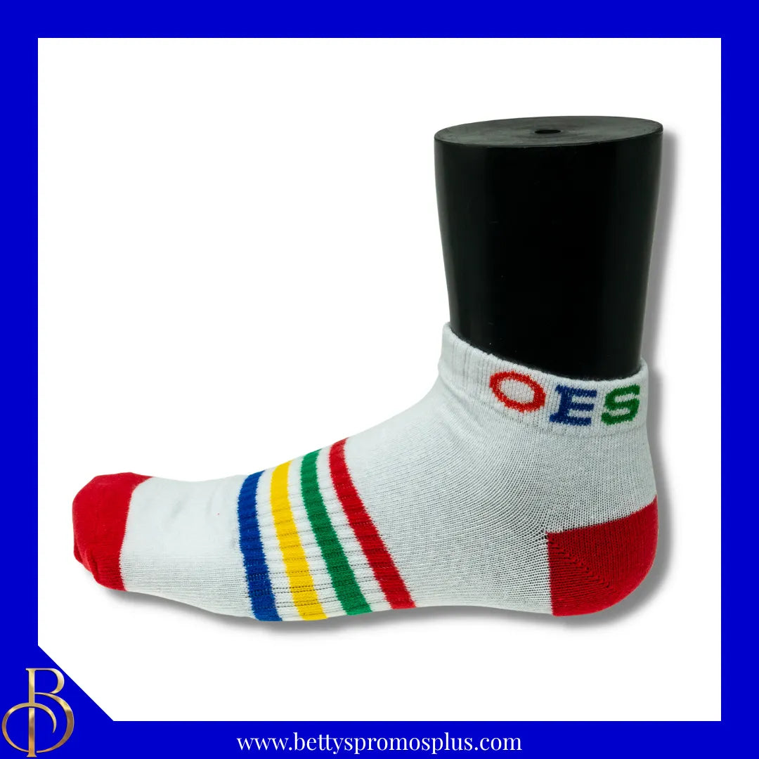 Order of Eastern Star OES Low Cut Ankle Athletic Socks Cushioned Mesh Breathable Comfort Running Sock With Arch Support-Order of Eastern Star Paraphernalia-Order of Eastern Star Socks-Betty's Promos Plus