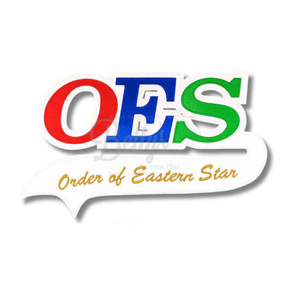 Order of Eastern Star OES Patch with Tail-White-Large - 10.5"-Order of Eastern Star Paraphernalia-Order of Eastern Star Patch-Betty's Promos Plus