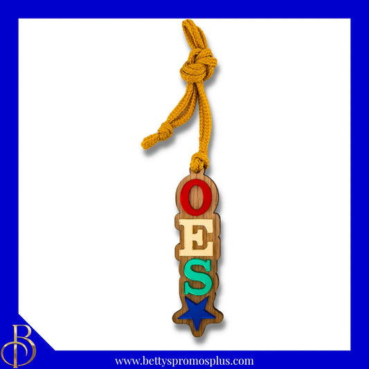 Order of Eastern Star OES Wood Tiki Necklace with Acrylic Letters-Order of Eastern Star Paraphernalia-Order of Eastern Star Tiki Necklace-Betty's Promos Plus