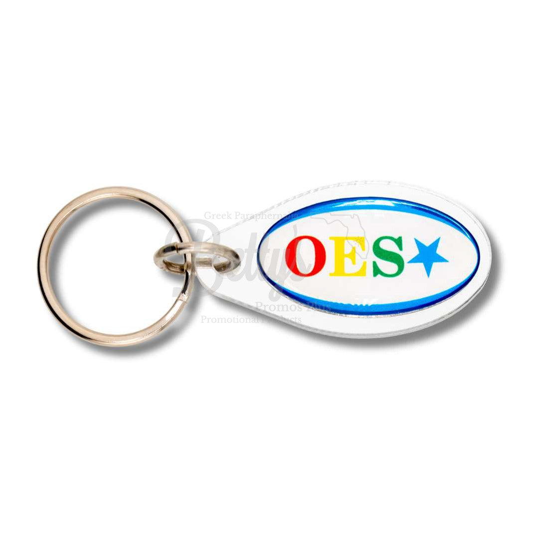 Order of Eastern Star Oval Acrylic Keychain-Silver-Order of Eastern Star Paraphernalia-Order of Eastern Star Keychain-Betty's Promos Plus