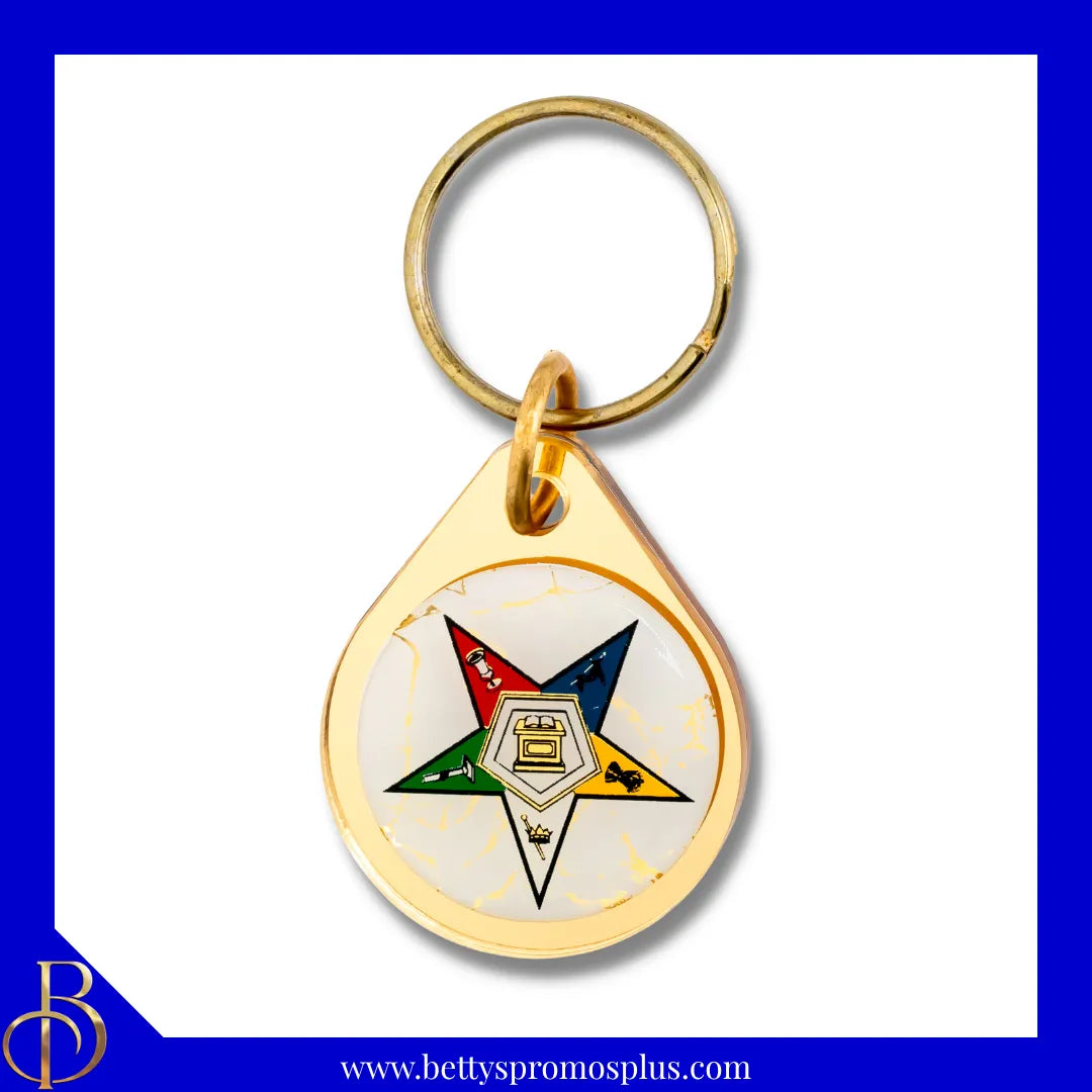 Order of Eastern Star Shield Circular Acrylic Keychain-Order of Eastern Star Paraphernalia-Order of Eastern Star Keychain-Betty's Promos Plus