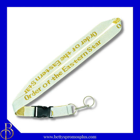 Order of Eastern Star Woven Embroidered Lanyard-Order of Eastern Star Paraphernalia-Order of Eastern Star Lanyards-Betty's Promos Plus