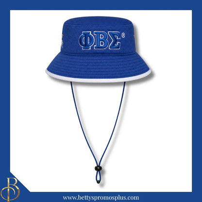 Phi Beta Sigma Mesh Flex Fit ΦΒΣ Greek Letters Embroidered Bucket Hat with Drawstring-Blue-Phi Beta Sigma Paraphernalia-Phi Beta Sigma Hats-Betty's Promos Plus