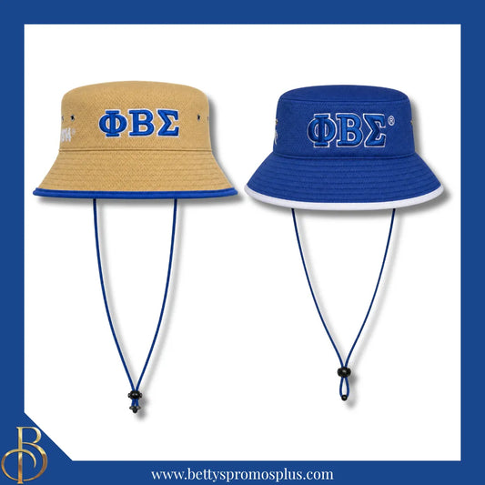 Phi Beta Sigma Mesh Flex Fit ΦΒΣ Greek Letters Embroidered Bucket Hat with Drawstring-Phi Beta Sigma Paraphernalia-Phi Beta Sigma Hats-Betty's Promos Plus