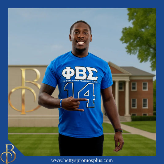 Phi Beta Sigma ΦΒΣ 14 Screen Printed T-Shirt-Phi Beta Sigma Paraphernalia-Phi Beta Sigma T-Shirts-Betty's Promos Plus