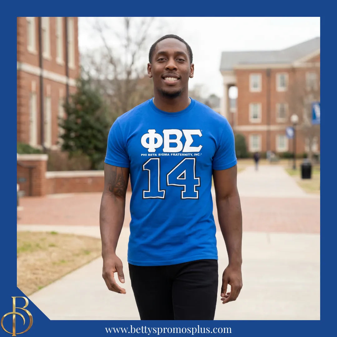 Phi Beta Sigma ΦΒΣ 14 Screen Printed T-Shirt-Phi Beta Sigma Paraphernalia-Phi Beta Sigma T-Shirts-Betty's Promos Plus