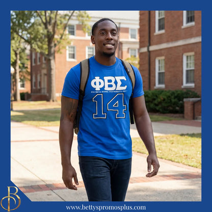 Phi Beta Sigma ΦΒΣ 14 Screen Printed T-Shirt-Phi Beta Sigma Paraphernalia-Phi Beta Sigma T-Shirts-Betty's Promos Plus