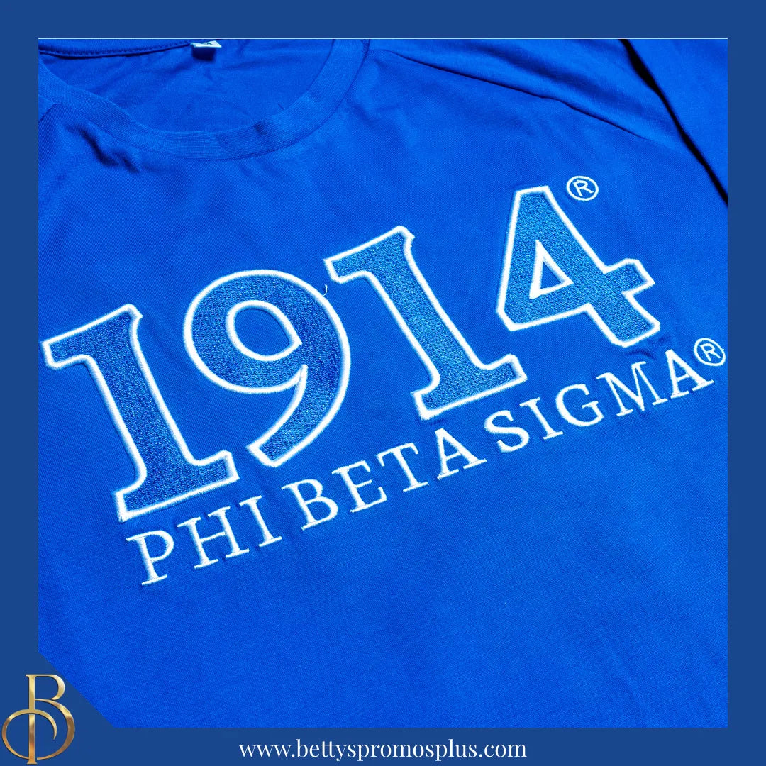 Phi Beta Sigma ΦΒΣ 1914 Embroidered Long Sleeve T-Shirt-Phi Beta Sigma Paraphernalia-Phi Beta Sigma T-Shirts-Betty's Promos Plus