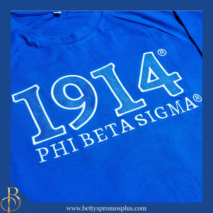Phi Beta Sigma ΦΒΣ 1914 Embroidered Long Sleeve T-Shirt-Phi Beta Sigma Paraphernalia-Phi Beta Sigma T-Shirts-Betty's Promos Plus