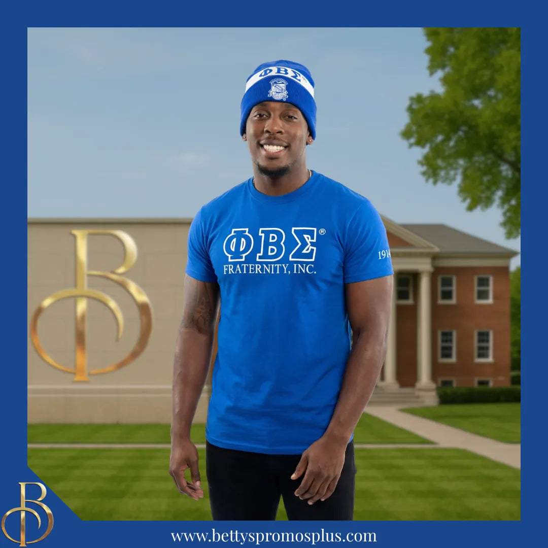 Phi Beta Sigma ΦΒΣ 1914 Embroidered Shield Knit Crest Beanie-Phi Beta Sigma Paraphernalia-Phi Beta Sigma Hats-Betty's Promos Plus