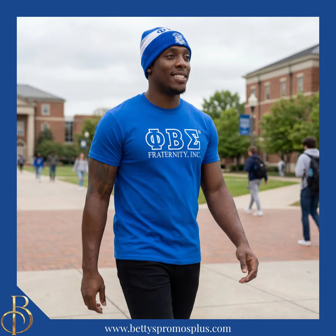Phi Beta Sigma ΦΒΣ 1914 Embroidered Shield Knit Crest Beanie-Phi Beta Sigma Paraphernalia-Phi Beta Sigma Hats-Betty's Promos Plus