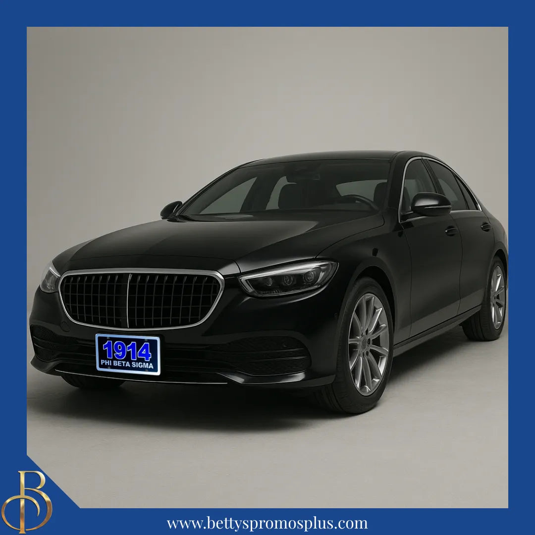 Phi Beta Sigma ΦΒΣ 1914 with Phi Beta Sigma Laser Engraved Mirrored Acrylic Auto Tag License Plate-Phi Beta Sigma Paraphernalia-Phi Beta Sigma Auto Tag-Betty's Promos Plus