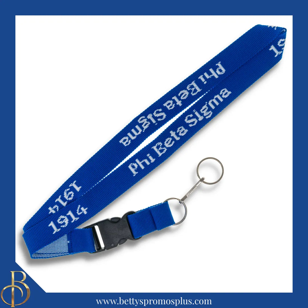Phi Beta Sigma ΦΒΣ 1914 Woven Embroidered Lanyard-Phi Beta Sigma Paraphernalia-Phi Beta Sigma Lanyards-Betty's Promos Plus