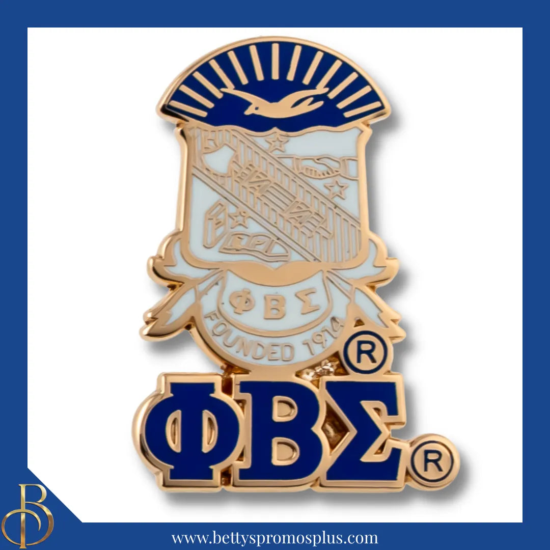 Phi Beta Sigma ΦΒΣ 3D Color Shield with Letters Greek Fraternity Lapel Pin-Gold-Phi Beta Sigma Paraphernalia-Phi Beta Sigma Lapel Pin-Betty's Promos Plus